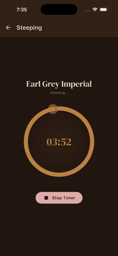 Steeping timer with amber arc countdown